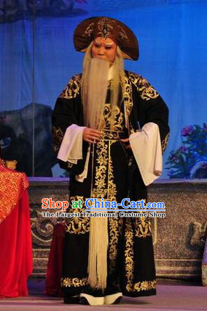 Unhappy Marriage Chinese Guangdong Opera Elderly Man Apparels Costumes and Headwear Traditional Cantonese Opera Wusheng Garment Martial Male Clothing