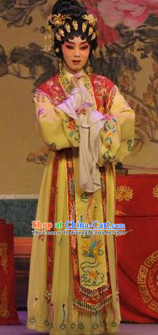 Chinese Cantonese Opera Actress Garment Da Nao Mei Zhi Fu Costumes and Headdress Traditional Guangdong Opera Hua Tan Apparels Young Beauty Lun Birong Dress