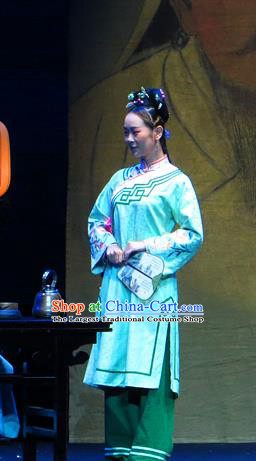 Chinese Historical Drama Yinzhan Naxi Ancient Servant Girl Garment Costumes Traditional Stage Show Dress Qing Dynasty Maid Lady Apparels and Headpieces