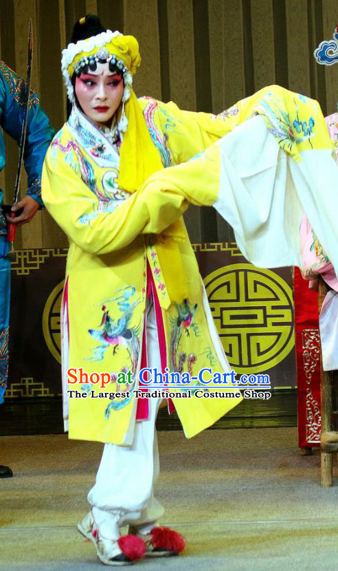 Chinese Sichuan Opera Highlights Actress Garment Costumes and Headdress Tie Long Mount Traditional Peking Opera Imperial Consort Du Dress Apparels