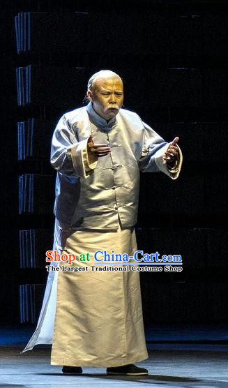 Chinese Traditional Qing Dynasty Buddhist Clothing Stage Performance Historical Drama Yang Renshan Apparels Costumes Ancient Elderly Scholar Garment and Headwear