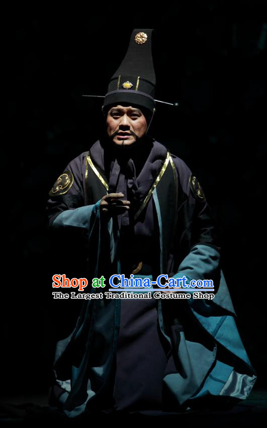 Chinese Traditional Spring and Autumn Period Official Clothing Stage Performance Historical Drama Yao Li And Qing Ji Apparels Costumes Ancient Minister Garment and Headwear