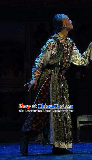 Chinese Traditional Qing Dynasty Eunuch Director Clothing Stage Performance Dance Drama The Summer Palace Apparels Costumes Ancient Elderly Male Garment and Headwear