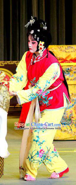 Chinese Sichuan Opera Highlights Xiaodan Garment Costumes and Headdress He Gong Huan Qing Traditional Peking Opera Servant Girl Dress Apparels