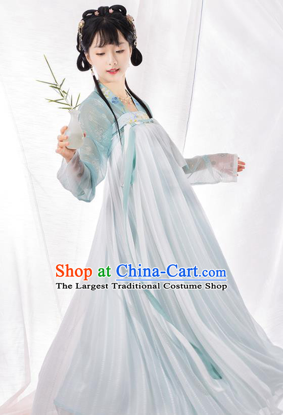 Top Chinese Traditional Tang Dynasty Noble Infanta Hanfu Apparels Ancient Royal Princess Historical Costumes Blouse and Long Skirt Complete Set