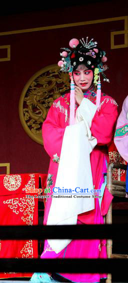 Chinese Sichuan Opera Highlights Diva Liu Huiniang Garment Costumes and Headdress Dong Fang Traditional Peking Opera Hua Tan Rosy Dress Actress Apparels