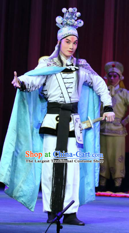 Bai Mian Hu Xiao Fang Chinese Sichuan Opera Brigand Xiao Fang Apparels Costumes and Headpieces Peking Opera Highlights Martial Male Garment Clothing