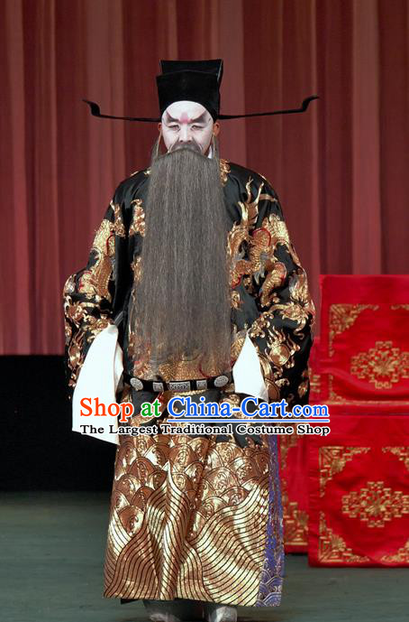 The Romance of Hairpin Chinese Sichuan Opera Elderly Male Apparels Costumes and Headpieces Peking Opera Highlights Garment Prime Minister Mo Qi Clothing