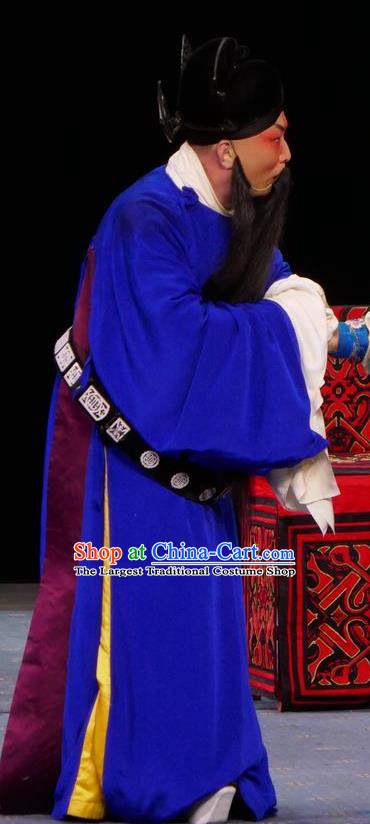 Chun Qiu Bi Chinese Bangzi Opera Official Apparels Costumes and Headpieces Traditional Hebei Clapper Opera Laosheng Garment Minister Zhang En Clothing