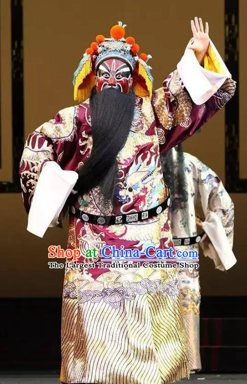 Chun Qiu Bi Chinese Bangzi Opera Laosheng Apparels Costumes and Headpieces Traditional Hebei Clapper Opera Jing Role Garment General Tan Daoji Clothing