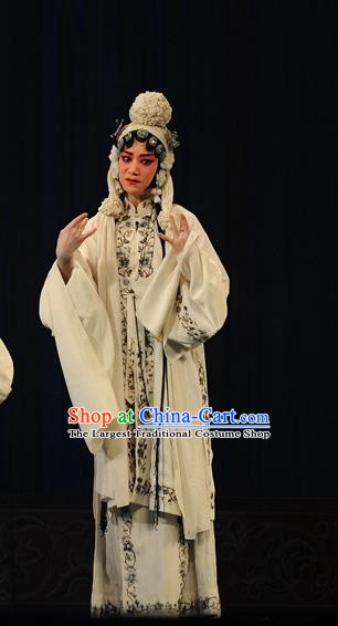 Chinese Hebei Clapper Opera Distress Maiden Hu Fenglian Garment Costumes and Headdress The Butterfly Chalice Traditional Bangzi Opera Young Female Dress Apparels