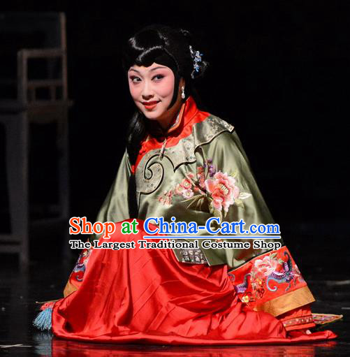 Chinese Hebei Clapper Opera Young Beauty Jiang Changan Garment Costumes and Headdress Golden Lock Notes Traditional Bangzi Opera Diva Dress Actress Apparels