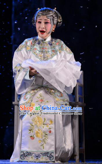 Chinese Hebei Clapper Opera Elderly Woman Garment Costumes and Headdress Golden Lock Notes Traditional Bangzi Opera Rich Dame Dress Pantaloon Cao Qiqiao Apparels