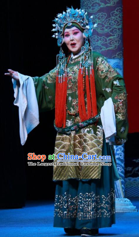 Chinese Shanxi Clapper Opera Laodan Garment Costumes and Headdress Loyal To Imperial Family Traditional Bangzi Opera Elderly Female Dress Pantaloon She Saihua Apparels