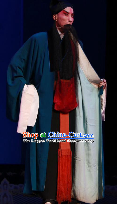 Sha Xi Chinese Bangzi Opera Laosheng Song Jiang Apparels Costumes and Headpieces Traditional Shanxi Clapper Opera Elderly Male Garment Clothing