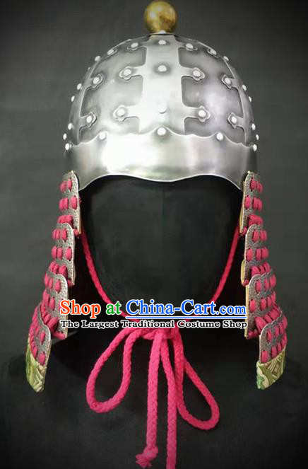 Traditional Chinese Tang Dynasty General Armor Hat Headpiece Ancient Soldier Warrior Iron Helmet for Men