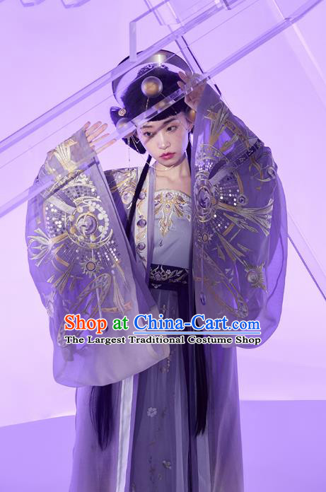 Chinese Song Dynasty Imperial Consort Garment Traditional Ancient Noble Woman Hanfu Costumes Embroidered Cloak Top Blouse and Skirt Complete Set