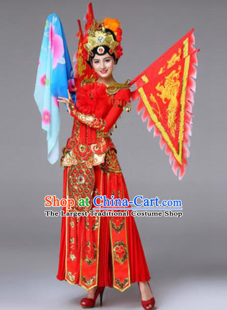 Traditional Chinese Peking Opera Dance Red Outfits Classical Dance Dress Spring Festival Gala Dance Stage Performance Costume for Women