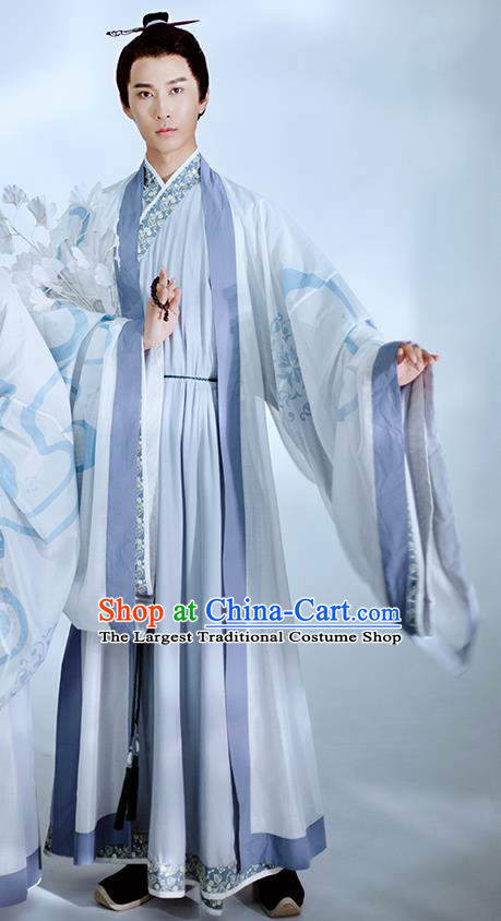 Traditional Chinese Ming Dynasty Swordsman Apparels Ancient Taoist Historical Costumes Embroidered Cloak and Long Gown for Men