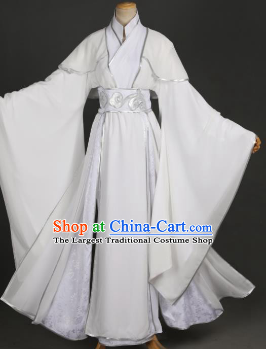 Traditional Chinese Cosplay Prince Xie Lian Costume Ancient Chivalrous Knight Garment Swordsman White Clothing for Men