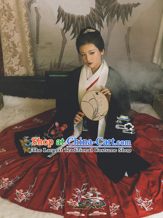 Traditional China Ming Dynasty Historical Clothing Ancient Noble Woman Embroidered Costumes