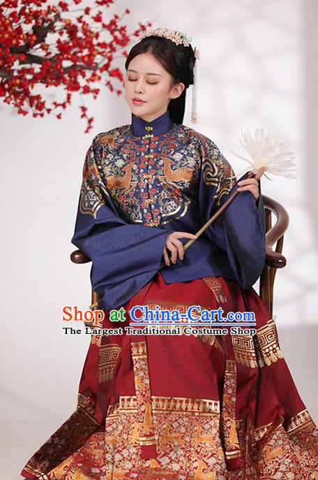 China Ancient Noble Lady Costumes Traditional Ming Dynasty Young Mistress Historical Clothing