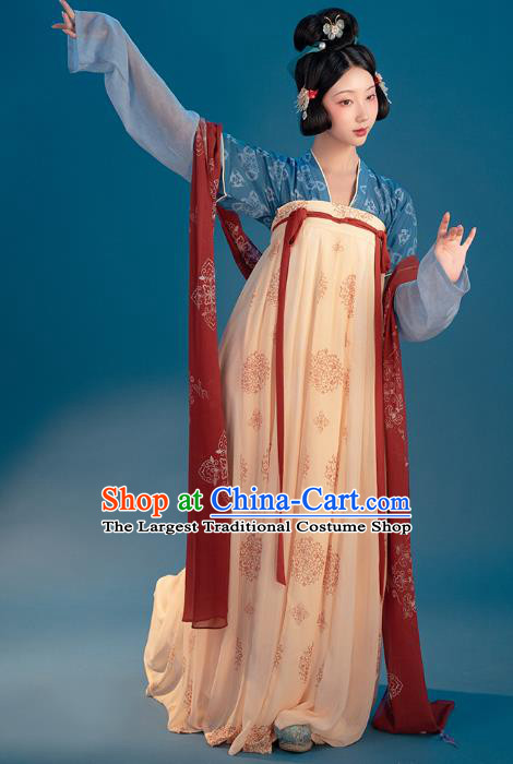 China Ancient Palace Lady Hanfu Clothing Traditional Tang Dynasty Historical Costume for Women