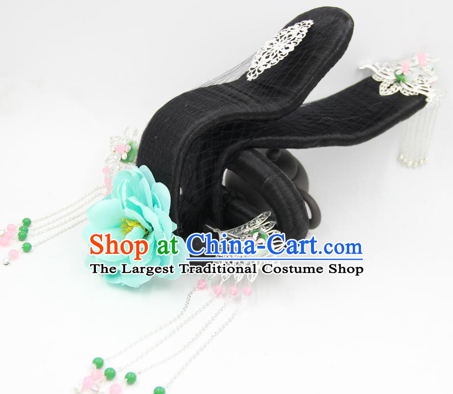 Chinese Classical Dance Hair Chignon and Hairpins Ancient Goddess Wigs Headwear