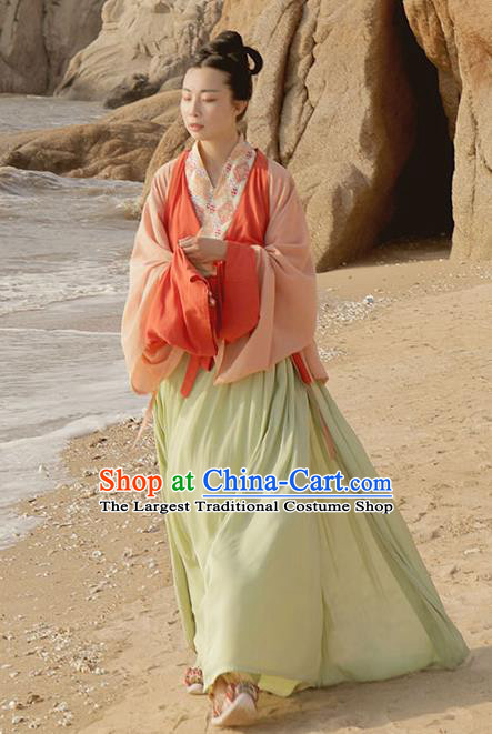 Traditional China Jin Dynasty Palace Lady Hanfu Dress Clothing Ancient Young Beauty Historical Costume