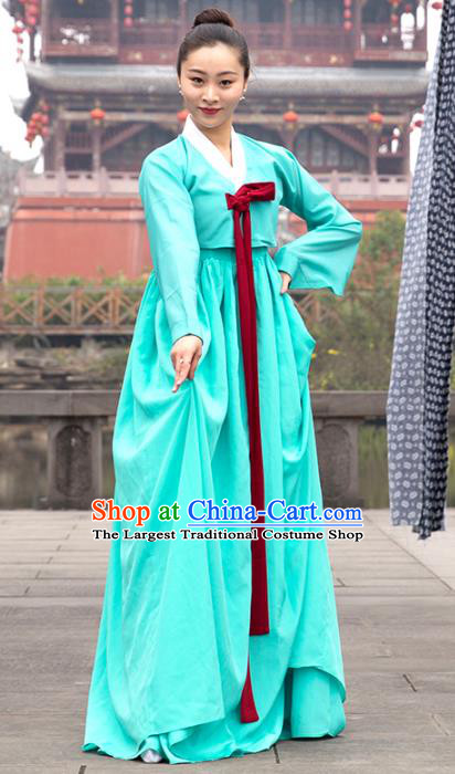 Traditional Chinese Classical Dance Stage Performance Clothing Korean Nationality Folk Dance Blue Dress