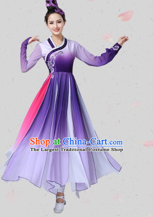 China Classical Dance Group Dance Clothing Traditional Stage Performance Costume Umbrella Dance Purple Dress