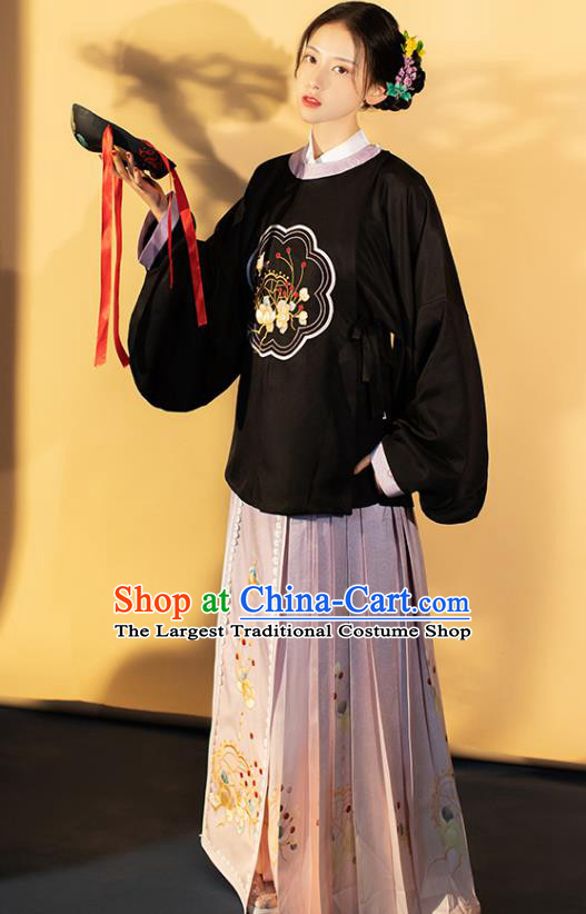 Traditional China Ming Dynasty Young Lady Historical Costumes Ancient Civilian Girl Hanfu Clothing