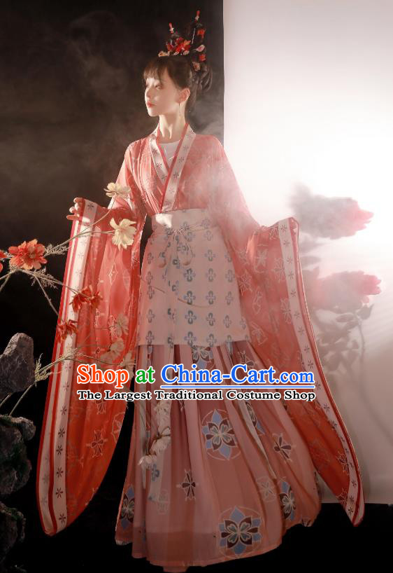 China Ancient Goddess Fairy Pink Hanfu Dress Traditional Jin Dynasty Royal Princess Replica Clothing for Women