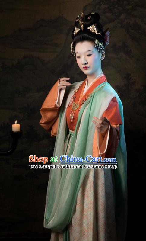 China Ancient Noble Beauty Hanfu Dress Clothing Traditional Song Dynasty Royal Countess Historical Costumes