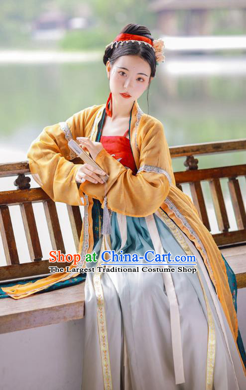 Chinese Ancient Village Girl Hanfu Dress Traditional Song Dynasty Young Beauty Historical Costumes Complete Set