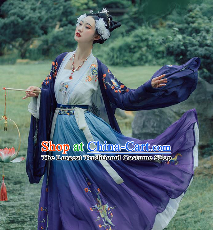 China Ancient Imperial Concubine Purple Hanfu Dress Apparels Traditional Tang Dynasty Court Woman Embroidered Costumes