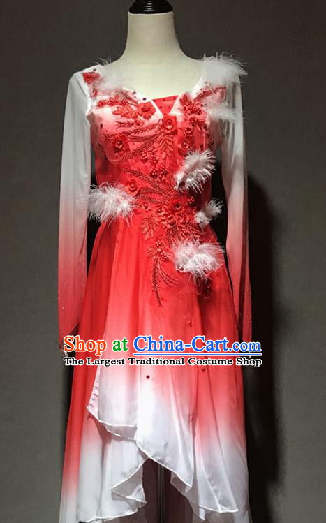 China Modern Dance Stage Performance Costume Classical Dance Red Dress