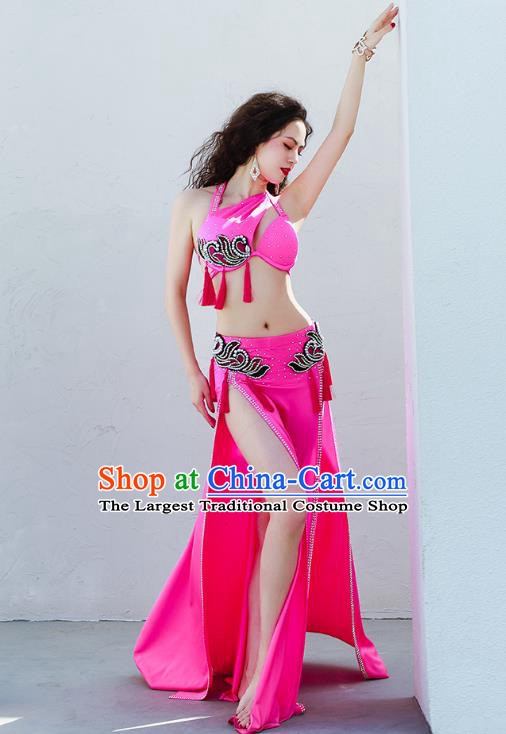 Traditional Asian Belly Dance Stage Performance Rosy Uniforms Indian Raks Sharki Oriental Dance Costumes