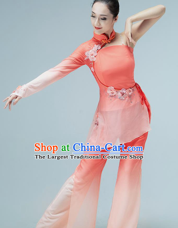 Chinese Jiaozhou Yangko Dance Stage Performance Clothing Folk Dance Fan Dance Pink Outfits