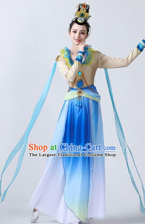 Chinese Flying Apsaras Dance Clothing Classical Dance Goddess Dance Stage Performance Blue Dress Outfits