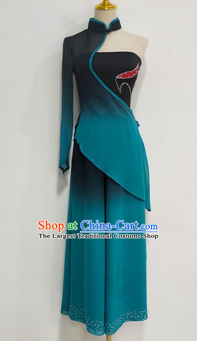 China Yangko Dance Stage Performance Clothing Folk Dance Costume Fan Dance Deep Green Outfits