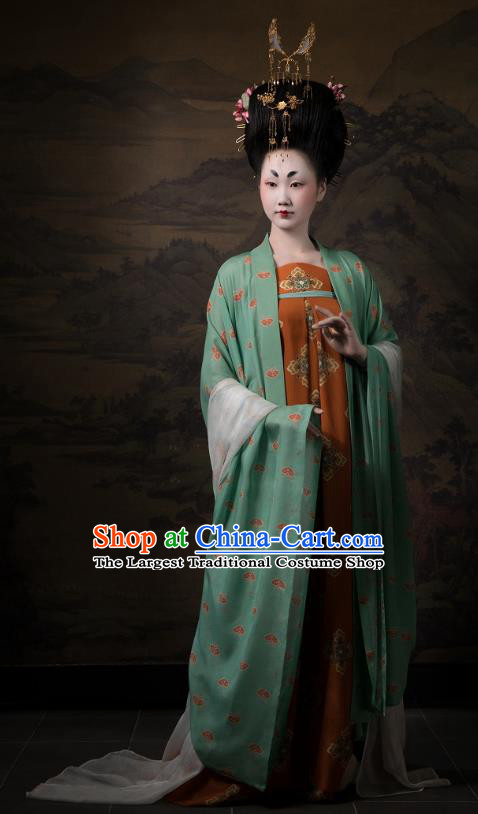 China Ancient Imperial Consort Hanfu Costumes Traditional Tang Dynasty Court Beauty Historical Clothing