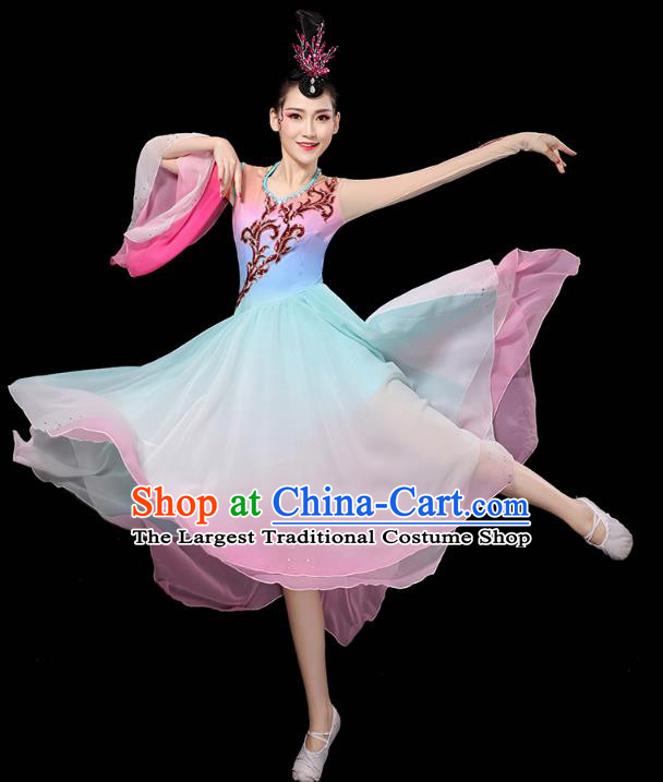 Chinese Group Dance Clothing Classical Dance Dress Traditional Umbrella Dance Performance Costume