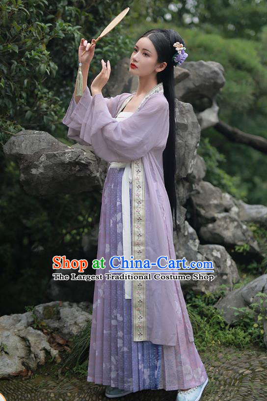 China Ancient Nobility Female Purple Hanfu Dress Clothing Traditional Song Dynasty Historical Costumes Full Set