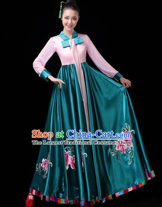 Chinese Korean Ethnic Folk Dance Costume Traditional Minority Nationality Dance Embroidered Dress Outfits