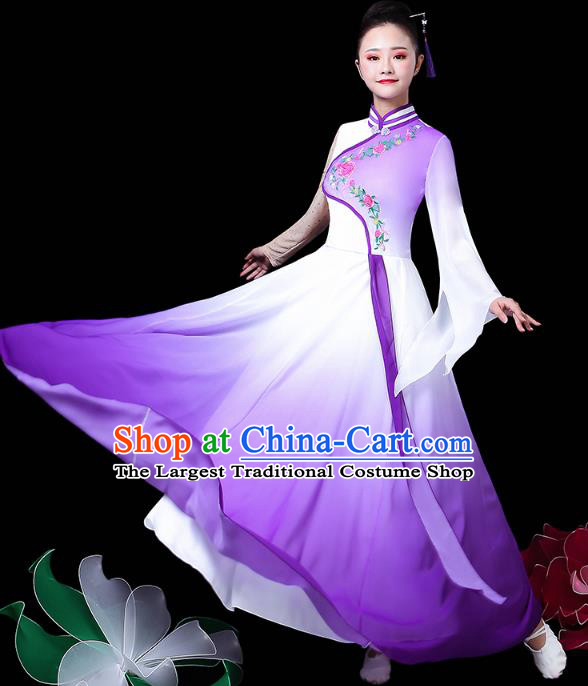 Chinese Traditional Performance Clothing Classical Dance Costume Umbrella Dance Violet Dress