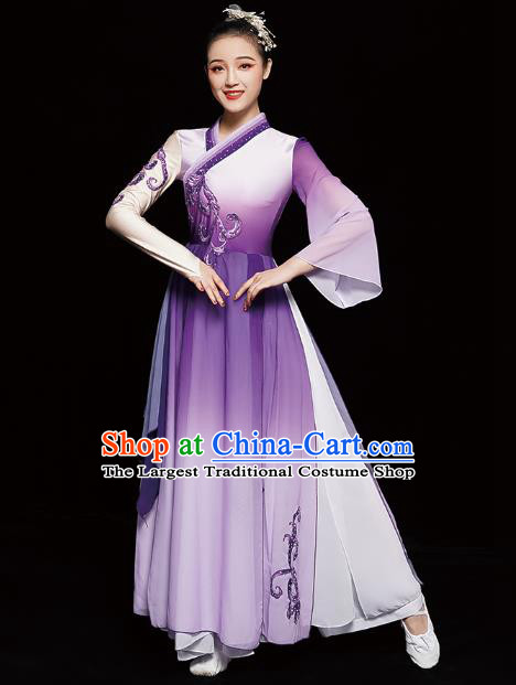 Chinese Classical Dance Clothing Jasmine Dance Purple Dress Traditional Umbrella Dance Costumes