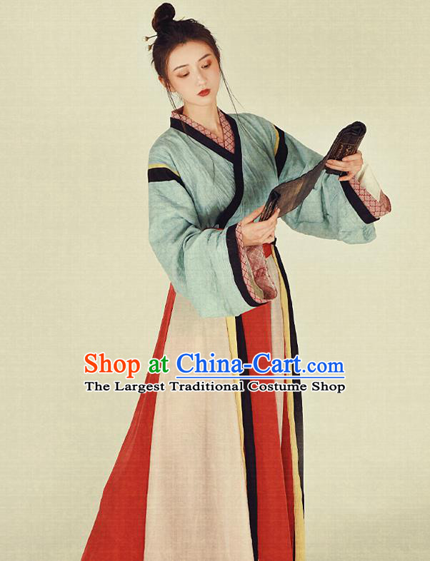 China Ancient Noble Lady Hanfu Dress Garment Traditional Jin Dynasty Female Swordsman Historical Clothing