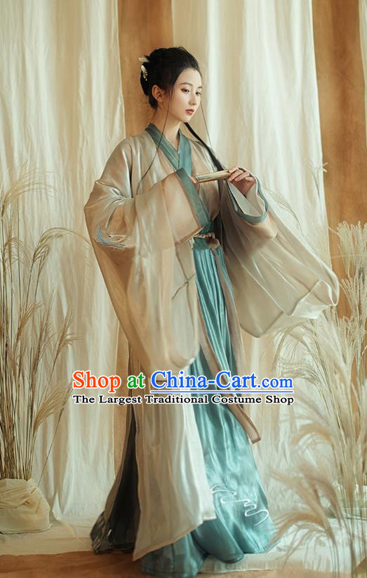 China Ancient Imperial Concubine Hanfu Dress Apparels Traditional Jin Dynasty Court Beauty Historical Costumes