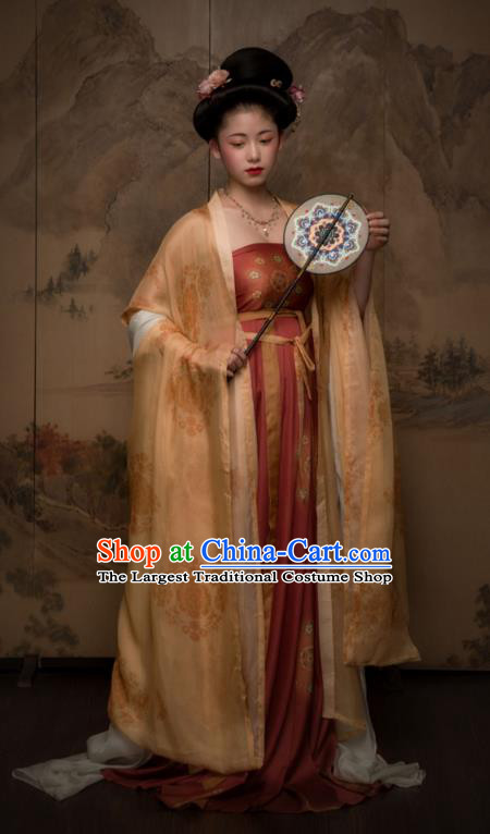 China Tang Dynasty Imperial Concubine Historical Clothing Ancient Court Beauty Hanfu Dress Garments